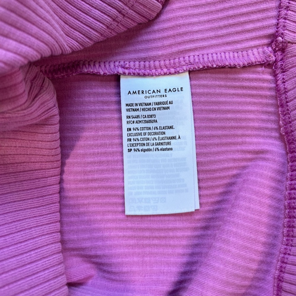 American Eagle Halter Top Women Dusty Rose  Ribbed Crochet Lace Trim -Medium - Picture 6 of 8